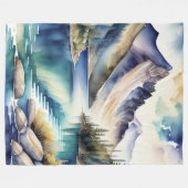 Waterverf Mountain Lake Scene 4:5 Poster Fleece Deken (Voorkant (Horizontaal))