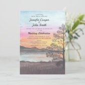 Waterverf Mountain Lake Uitzicht Wedding Invitatio Kaart (Staand voorkant)