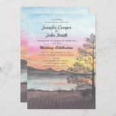 Waterverf Mountain Lake Uitzicht Wedding Invitatio Kaart (Voorkant / Achterkant)