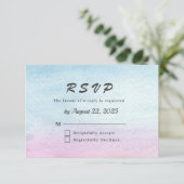 Waterverf Mountain Lake Uitzicht Wedding RSVP Kaartje (Staand voorkant)