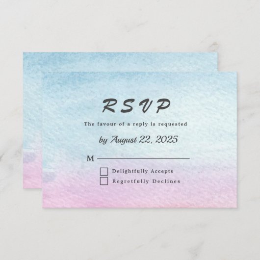 Waterverf Mountain Lake Uitzicht Wedding RSVP Kaartje (Voorkant / Achterkant)