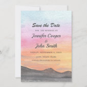 Waterverf Mountain Lake Uitzicht Wedding Save The Date (Voorkant)