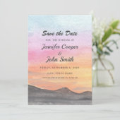 Waterverf Mountain Lake Uitzicht Wedding Save The Date (Staand voorkant)