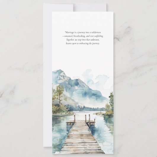 Waterverf Mountain Lake Wedding Quote Kaart (Achterkant)