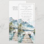 Waterverf Mountain Lake Wedding Quote Kaart (Voorkant / Achterkant)