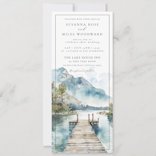 Waterverf Mountain Lake Wedding Quote Kaart (Voorkant)