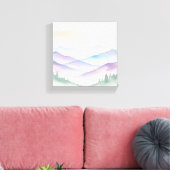 Waterverf Mountain Landscape Wall Art - Ingewikkel Canvas Afdruk (Insitu (Woonkamer))