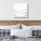 Waterverf Mountain Landscape Wall Art - Ingewikkel Canvas Afdruk (Insitu (Slaapkamer))