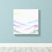 Waterverf Mountain Landscape Wall Art - Ingewikkel Canvas Afdruk (Insitu (Houten vloer))