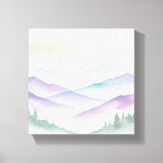 Waterverf Mountain Landscape Wall Art - Ingewikkel Canvas Afdruk (Voorkant)