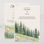 Waterverf Mountain Landscape Wedding Invitation Kaart (Voorkant / Achterkant)