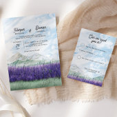 Waterverf Mountain Lavendel Bruiloft Modern RSVP Kaartje