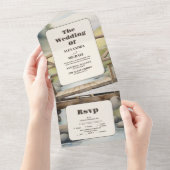 Waterverf Mountain Meadow Bruiloft All In One Uitnodiging (Afscheurbaar)