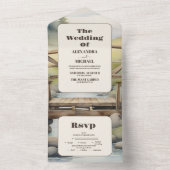 Waterverf Mountain Meadow Bruiloft All In One Uitnodiging (Binnen)