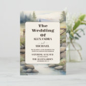 Waterverf Mountain Meadow Bruiloft Kaart (Staand voorkant)