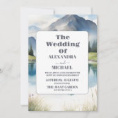 Waterverf Mountain Meadow Bruiloft Kaart (Voorkant)