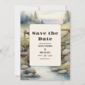Waterverf Mountain Meadow Bruiloft Save The Date (Voorkant)