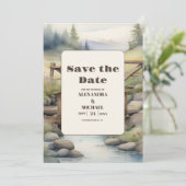 Waterverf Mountain Meadow Bruiloft Save The Date (Staand voorkant)