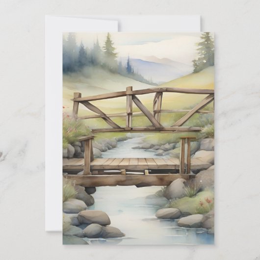 Waterverf Mountain Meadow Bruiloft Save The Date (Achterkant)