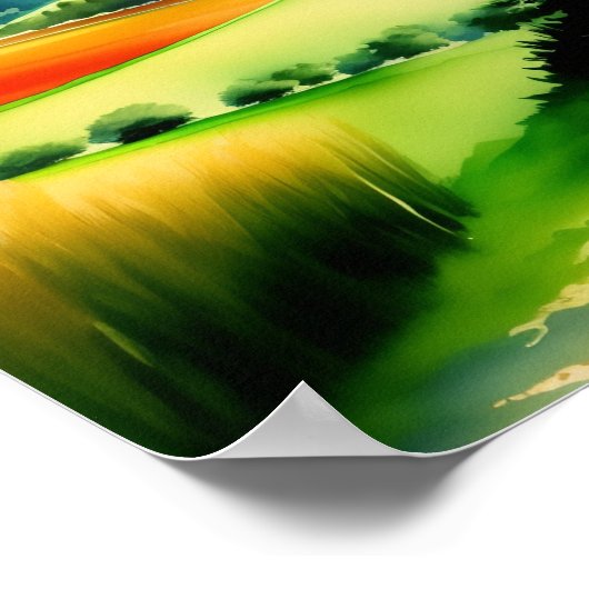 Waterverf Mountain Meadow Poster (Hoek)