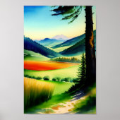 Waterverf Mountain Meadow Poster (Voorkant)
