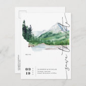 Waterverf Mountain | Montana-kaart Opslaan datum Aankondigingskaart (Voorkant / Achterkant)