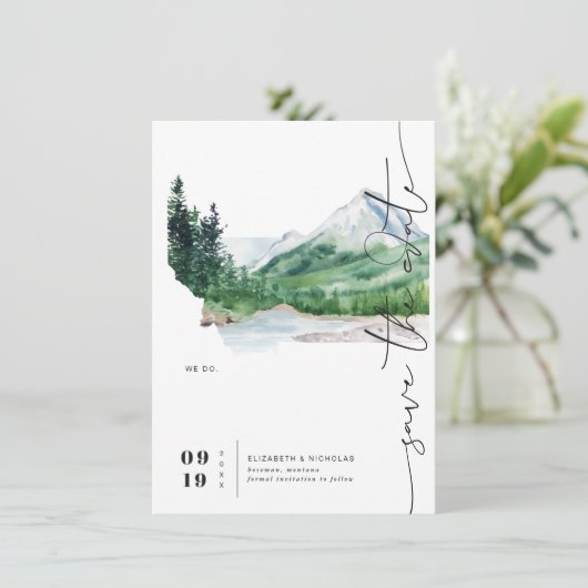 Waterverf Mountain | Montana-kaart Opslaan datum Save The Date (Staand voorkant)