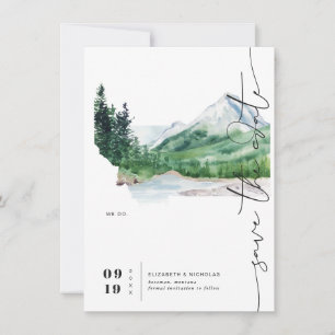 Waterverf Mountain   Montana-kaart Opslaan datum Save The Date