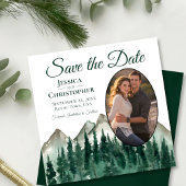 Waterverf Mountain Pine Forest Oval Photo Weddensc Save The Date
