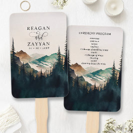 Waterverf Mountain Pine Forest Trouwprogramma Handwaaier
