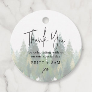 Waterverf Mountain Pine Tree Natuur Bruiloft Bedankjes Labels