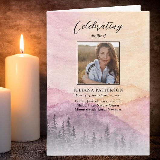 Waterverf Mountain Pines Funeral Order of Service Programma