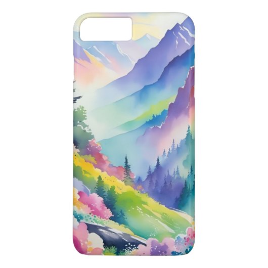 waterverf Mountain & Rainbow telefoonhoesje Case-Mate iPhone Case (Achterkant)