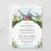 Waterverf Mountain Rustic Forest Wedding Invitati Kaart (Voorkant)
