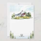 Waterverf Mountain Rustic Forest Wedding Invitati Kaart (Achterkant)