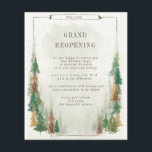 Waterverf Mountain Rustic Grand heropening Flyer<br><div class="desc">Ons "Rustic Mountain"-collectie heeft waterverf landschappen in combinatie met houten plakjes decoratieve items en creëert een verfijnde natuur geïnspireerde look. Kleurenschema bestaat uit gedempte bruinen en blues met een vleugje groen. Alle informatie is in een combinatie van een script en een serieus lettertype. Kijk in onze winkel voor meer objecten...</div>