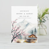 Waterverf Mountain Save The Date (Staand voorkant)