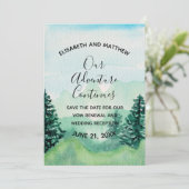 Waterverf Mountain Save the Date Kaart (Staand voorkant)