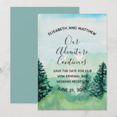 Waterverf Mountain Save the Date Kaart (Voorkant / Achterkant)