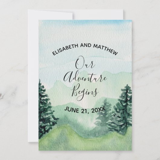 Waterverf Mountain Save the Date Kaart (Voorkant)