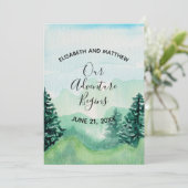 Waterverf Mountain Save the Date Kaart (Staand voorkant)