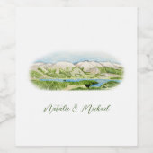 Waterverf Mountain Scene Bottle Label Wijn Etiket (Enkel label)