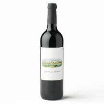 Waterverf Mountain Scene Bottle Label