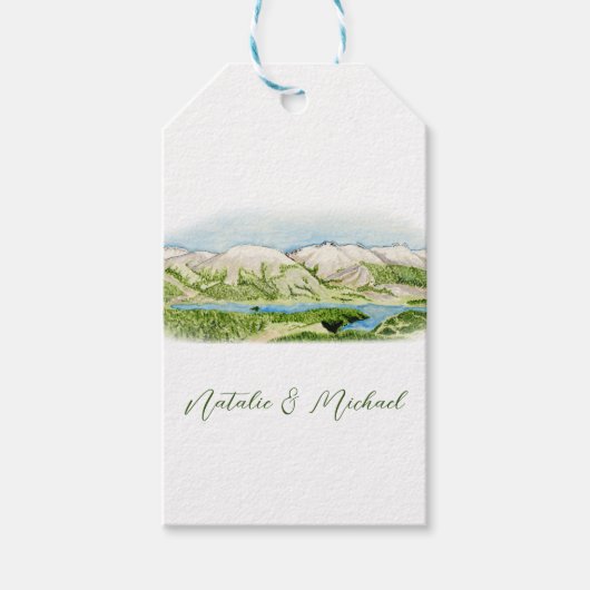 Waterverf Mountain Scene Gift Label Cadeaulabel (Voorkant)
