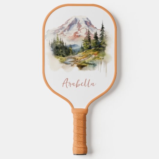 Waterverf Mountain Schilderachtig Landschap gepers Pickleball Paddle (Voorkant)