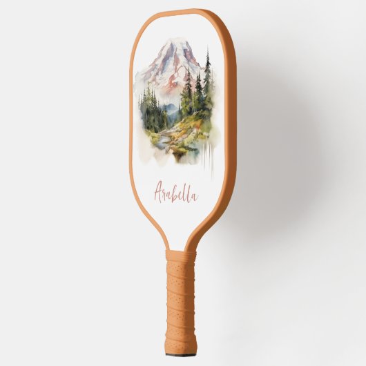Waterverf Mountain Schilderachtig Landschap gepers Pickleball Paddle (Links)