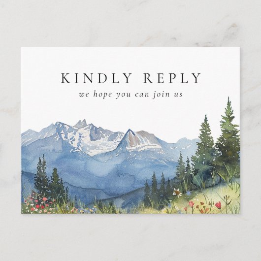 Waterverf Mountain Song Request RSVP Briefkaart (Voorkant)