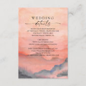 Waterverf Mountain Sunset Rustic Wedding Details Informatiekaartje (Voorkant)
