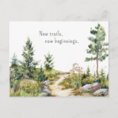 Waterverf Mountain Trail bewegende aankondiging Briefkaart (Voorkant)