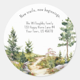 Waterverf Mountain Trail Nieuw Adres Sticker